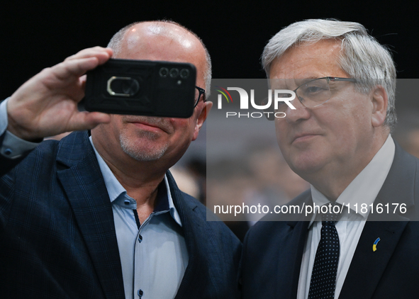 KRAKOW, POLAND - NOVEMBER 27:   
Bronislaw Komorowski, former President of Poland, poses for a selfie, during the 1st National Congress, 'Th...