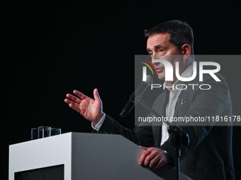 KRAKOW, POLAND - NOVEMBER 27:   
Artur Olech, President of PZU, addresses participants during the 1st National Congress, 'The Defense System...