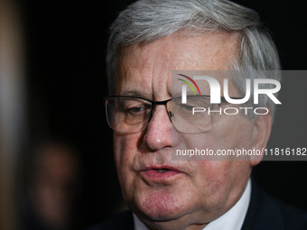 KRAKOW, POLAND - NOVEMBER 27:   
Bronislaw Komorowski, former President of Poland, addresses the media during the 1st National Congress, 'Th...