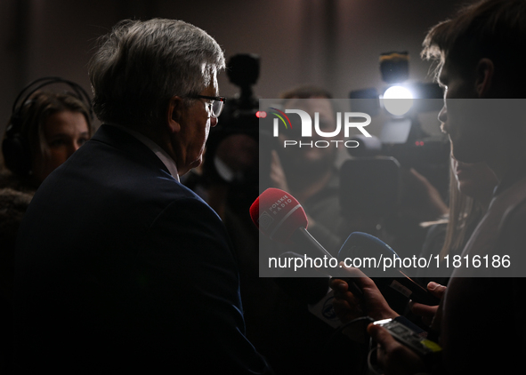 KRAKOW, POLAND - NOVEMBER 27:   
Bronislaw Komorowski, former President of Poland, addresses the media during the 1st National Congress, 'Th...