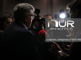 KRAKOW, POLAND - NOVEMBER 27:   
Bronislaw Komorowski, former President of Poland, addresses the media during the 1st National Congress, 'Th...