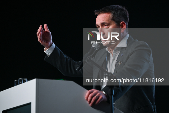 KRAKOW, POLAND - NOVEMBER 27:   
Artur Olech, President of PZU, addresses participants during the 1st National Congress, 'The Defense System...