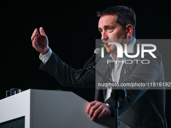 KRAKOW, POLAND - NOVEMBER 27:   
Artur Olech, President of PZU, addresses participants during the 1st National Congress, 'The Defense System...