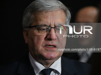 KRAKOW, POLAND - NOVEMBER 27:   
Bronislaw Komorowski, former President of Poland, addresses the media during the 1st National Congress, 'Th...