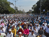 Activists of the Jamiat-e-Ulma Muslim organization participate in a protest against the WAQF Amendment Bill in Kolkata, India, on November 2...