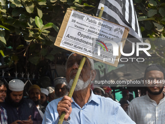 Activists of the Jamiat-e-Ulma Muslim organization participate in a protest against the WAQF Amendment Bill in Kolkata, India, on November 2...