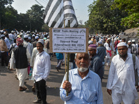 Activists of the Jamiat-e-Ulma Muslim organization participate in a protest against the WAQF Amendment Bill in Kolkata, India, on November 2...