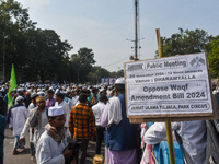 Activists of the Jamiat-e-Ulma Muslim organization participate in a protest against the WAQF Amendment Bill in Kolkata, India, on November 2...