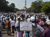 Activists of the Jamiat-e-Ulma Muslim organization participate in a protest against the WAQF Amendment Bill in Kolkata, India, on November 2...