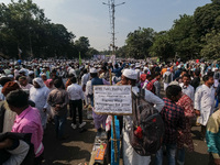 Activists of the Jamiat-e-Ulma Muslim organization participate in a protest against the WAQF Amendment Bill in Kolkata, India, on November 2...