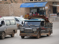 Hundreds of families have fled the eastern countryside of Idlib and western Aleppo due to ongoing attacks by regime forces, in Aleppo, Syria...