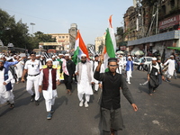 Jamiat E Ulama Bangla supporters take part in a protest meeting against the ongoing conflict in Gaza between Israel and Hamas and the WAQF A...