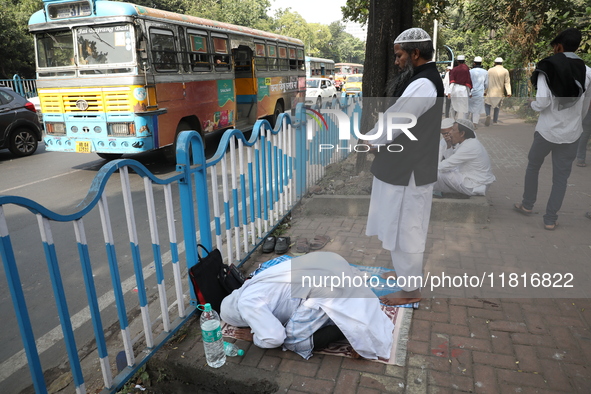 Jamiat E Ulama Bangla supporters take part in a protest meeting against the ongoing conflict in Gaza between Israel and Hamas and the WAQF A...