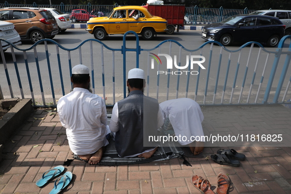 Jamiat E Ulama Bangla supporters take part in a protest meeting against the ongoing conflict in Gaza between Israel and Hamas and the WAQF A...