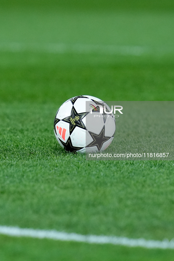 Official Adidas UEFA Champions League match ball during the UEFA Champions League 2024/25 League Phase MD5 match between Bologna FC and LOSC...