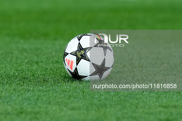 Official Adidas UEFA Champions League match ball during the UEFA Champions League 2024/25 League Phase MD5 match between Bologna FC and LOSC...