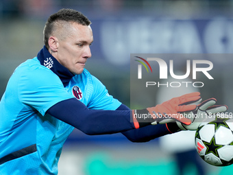 Lukasz Skorupski of Bologna FC looks on during the UEFA Champions League 2024/25 League Phase MD5 match between Bologna FC and LOSC Lille at...