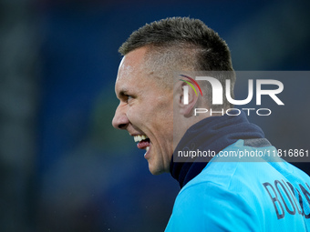 Lukasz Skorupski of Bologna FC reacts during the UEFA Champions League 2024/25 League Phase MD5 match between Bologna FC and LOSC Lille at S...