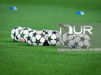 Official Adidas UEFA Champions League match balls during the UEFA Champions League 2024/25 League Phase MD5 match between Bologna FC and LOS...