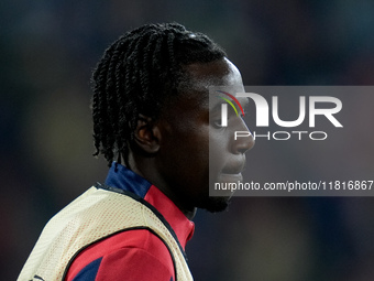 Ngal'ayel Mukau of LOSC Lille looks on during the UEFA Champions League 2024/25 League Phase MD5 match between Bologna FC and LOSC Lille at...