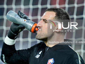 Marc-Aurele Caillard of LOSC Lille looks on during the UEFA Champions League 2024/25 League Phase MD5 match between Bologna FC and LOSC Lill...