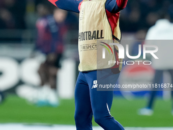 Jonathan David of LOSC Lille gestures during the UEFA Champions League 2024/25 League Phase MD5 match between Bologna FC and LOSC Lille at S...