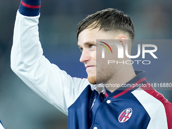 Sam Beukema of Bologna FC gestures during the UEFA Champions League 2024/25 League Phase MD5 match between Bologna FC and LOSC Lille at Stad...