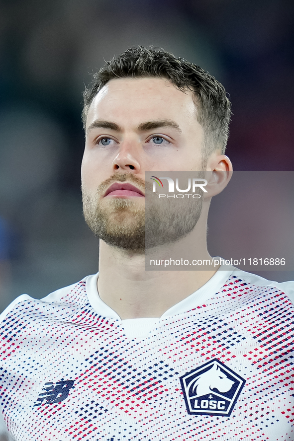 Gabriel Gudmundsson of LOSC Lille looks on during the UEFA Champions League 2024/25 League Phase MD5 match between Bologna FC and LOSC Lille...