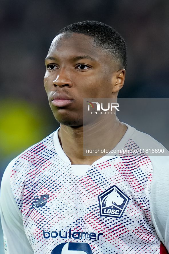 Bafode' Diakite' of LOSC Lille looks on during the UEFA Champions League 2024/25 League Phase MD5 match between Bologna FC and LOSC Lille at...