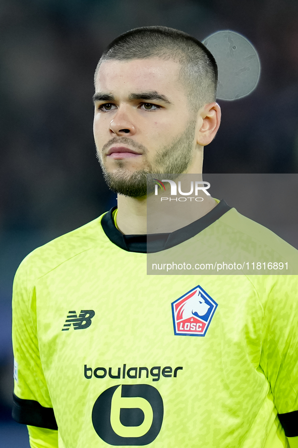 Lucas Chevalier of LOSC Lille during the UEFA Champions League 2024/25 League Phase MD5 match between Bologna FC and LOSC Lille at Stadio Re...