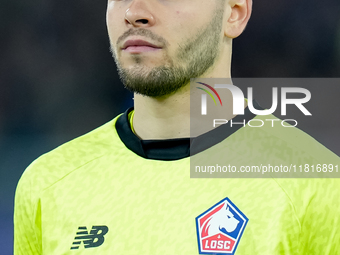 Lucas Chevalier of LOSC Lille during the UEFA Champions League 2024/25 League Phase MD5 match between Bologna FC and LOSC Lille at Stadio Re...