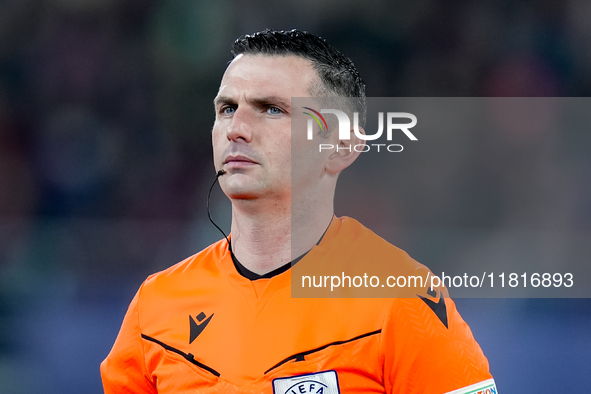 Referee Michael Olivier looks on during the UEFA Champions League 2024/25 League Phase MD5 match between Bologna FC and LOSC Lille at Stadio...