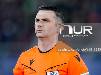 Referee Michael Olivier looks on during the UEFA Champions League 2024/25 League Phase MD5 match between Bologna FC and LOSC Lille at Stadio...