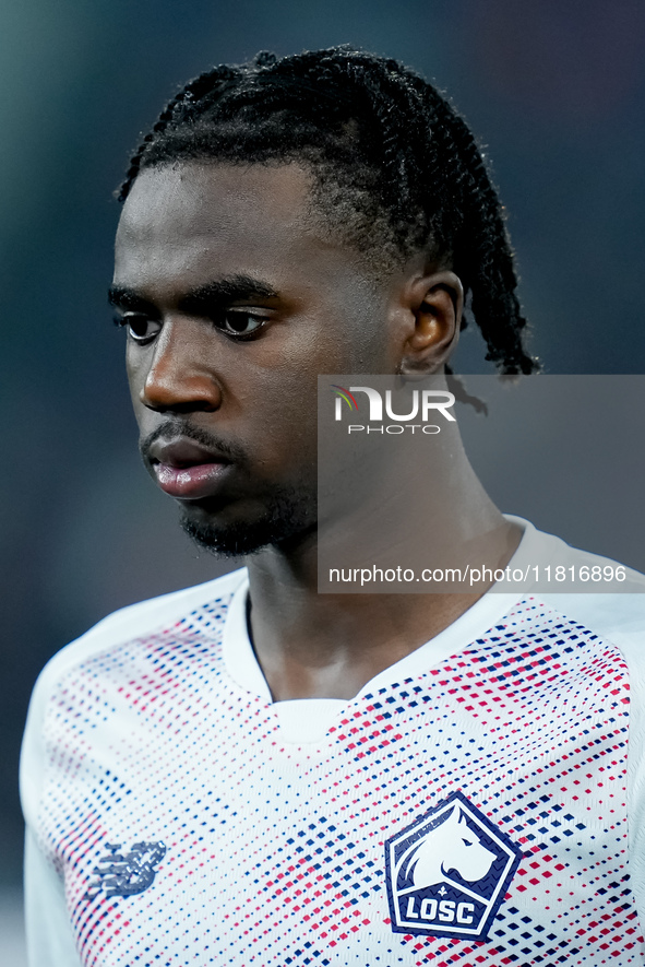 Ngal'ayel Mukau of LOSC Lille looks on looks on during the UEFA Champions League 2024/25 League Phase MD5 match between Bologna FC and LOSC...