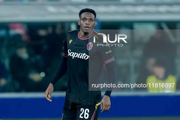 Jhon Lucumi of Bologna FC looks on during the UEFA Champions League 2024/25 League Phase MD5 match between Bologna FC and LOSC Lille at Stad...