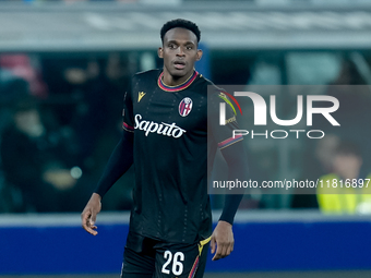 Jhon Lucumi of Bologna FC looks on during the UEFA Champions League 2024/25 League Phase MD5 match between Bologna FC and LOSC Lille at Stad...