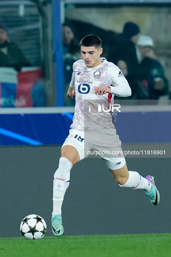 Matias Fernandez-Pardo of LOSC Lille during the UEFA Champions League 2024/25 League Phase MD5 match between Bologna FC and LOSC Lille at St...