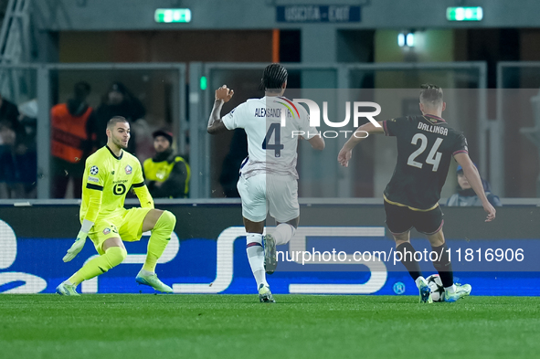 Thijs Dallinga of Bologna FC scores first goal later disallowed by VAR during the UEFA Champions League 2024/25 League Phase MD5 match betwe...