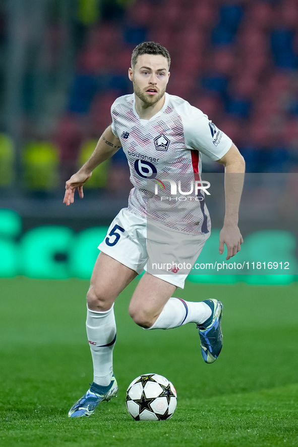 Gabriel Gudmundsson of LOSC Lille during the UEFA Champions League 2024/25 League Phase MD5 match between Bologna FC and LOSC Lille at Stadi...