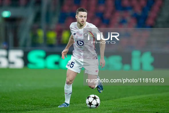 Gabriel Gudmundsson of LOSC Lille during the UEFA Champions League 2024/25 League Phase MD5 match between Bologna FC and LOSC Lille at Stadi...