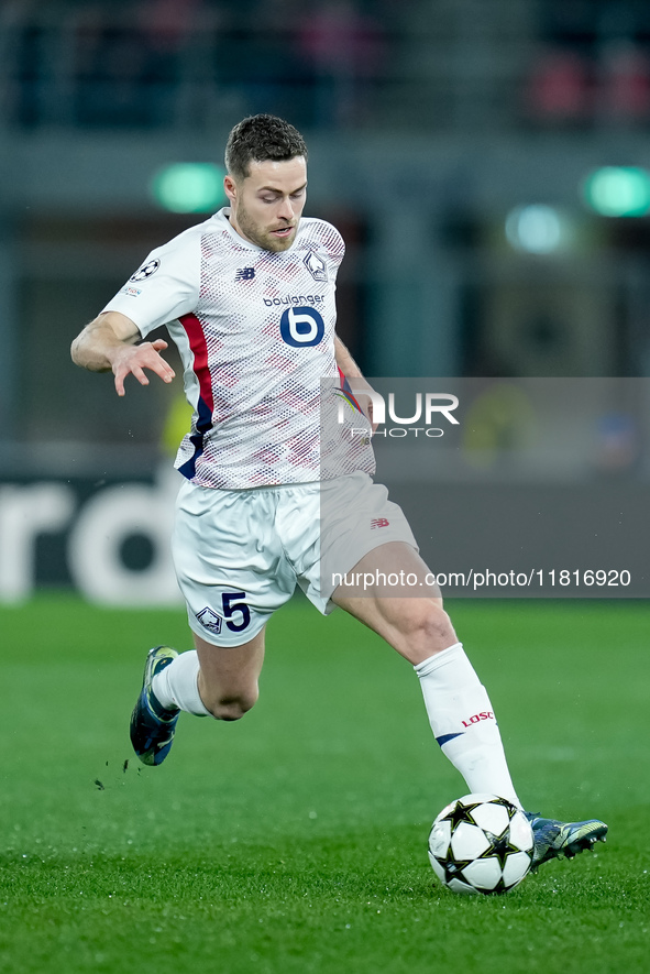 Gabriel Gudmundsson of LOSC Lille during the UEFA Champions League 2024/25 League Phase MD5 match between Bologna FC and LOSC Lille at Stadi...