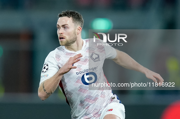 Gabriel Gudmundsson of LOSC Lille during the UEFA Champions League 2024/25 League Phase MD5 match between Bologna FC and LOSC Lille at Stadi...