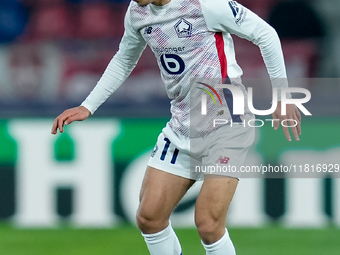 Osame Sahraoui of LOSC Lille during the UEFA Champions League 2024/25 League Phase MD5 match between Bologna FC and LOSC Lille at Stadio Ren...