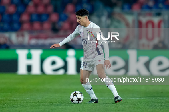 Osame Sahraoui of LOSC Lille during the UEFA Champions League 2024/25 League Phase MD5 match between Bologna FC and LOSC Lille at Stadio Ren...