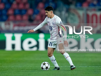 Osame Sahraoui of LOSC Lille during the UEFA Champions League 2024/25 League Phase MD5 match between Bologna FC and LOSC Lille at Stadio Ren...