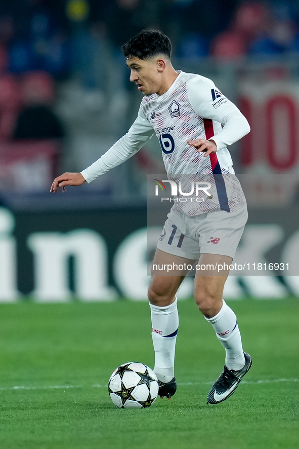 Osame Sahraoui of LOSC Lille during the UEFA Champions League 2024/25 League Phase MD5 match between Bologna FC and LOSC Lille at Stadio Ren...