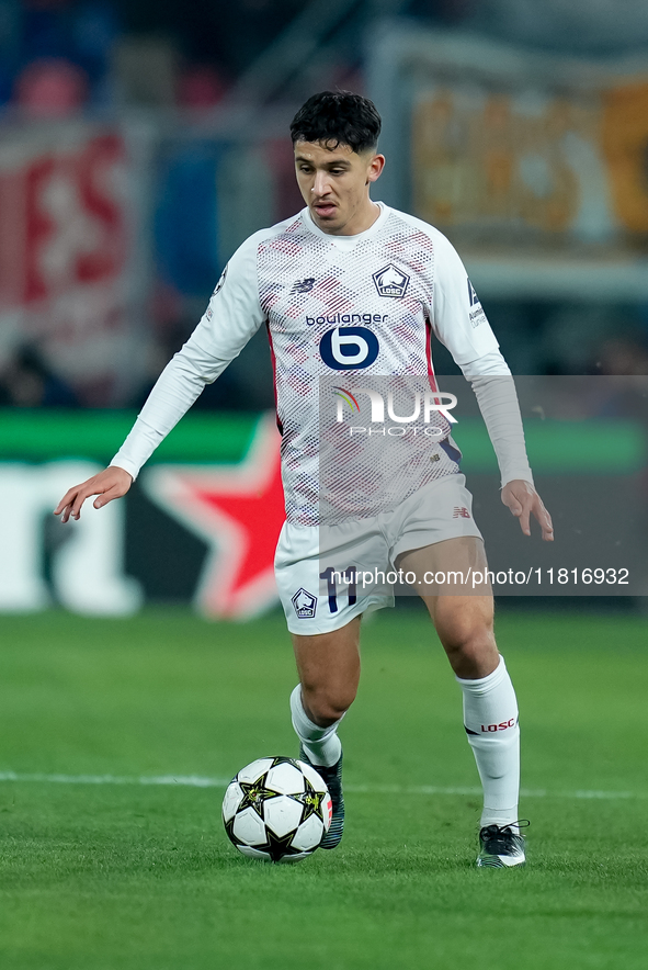 Osame Sahraoui of LOSC Lille during the UEFA Champions League 2024/25 League Phase MD5 match between Bologna FC and LOSC Lille at Stadio Ren...