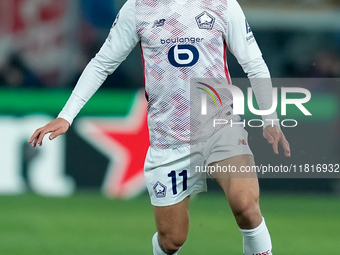 Osame Sahraoui of LOSC Lille during the UEFA Champions League 2024/25 League Phase MD5 match between Bologna FC and LOSC Lille at Stadio Ren...