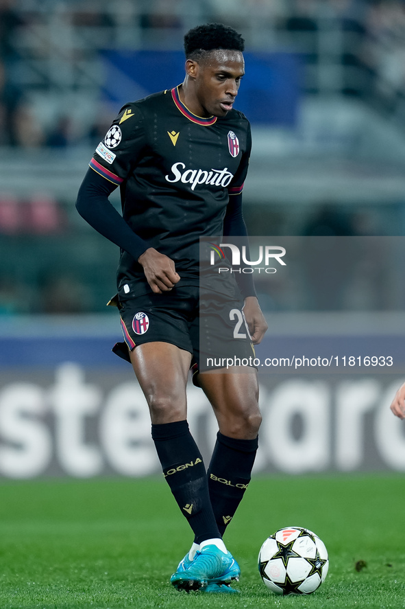 Jhon Lucumi of Bologna FC during the UEFA Champions League 2024/25 League Phase MD5 match between Bologna FC and LOSC Lille at Stadio Renato...