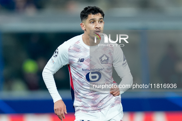 Osame Sahraoui of LOSC Lille looks on during the UEFA Champions League 2024/25 League Phase MD5 match between Bologna FC and LOSC Lille at S...